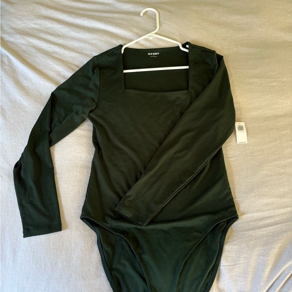 Dark Green Long Sleeve Square Neck Bodysuit, NWT - Picture 2 of 4